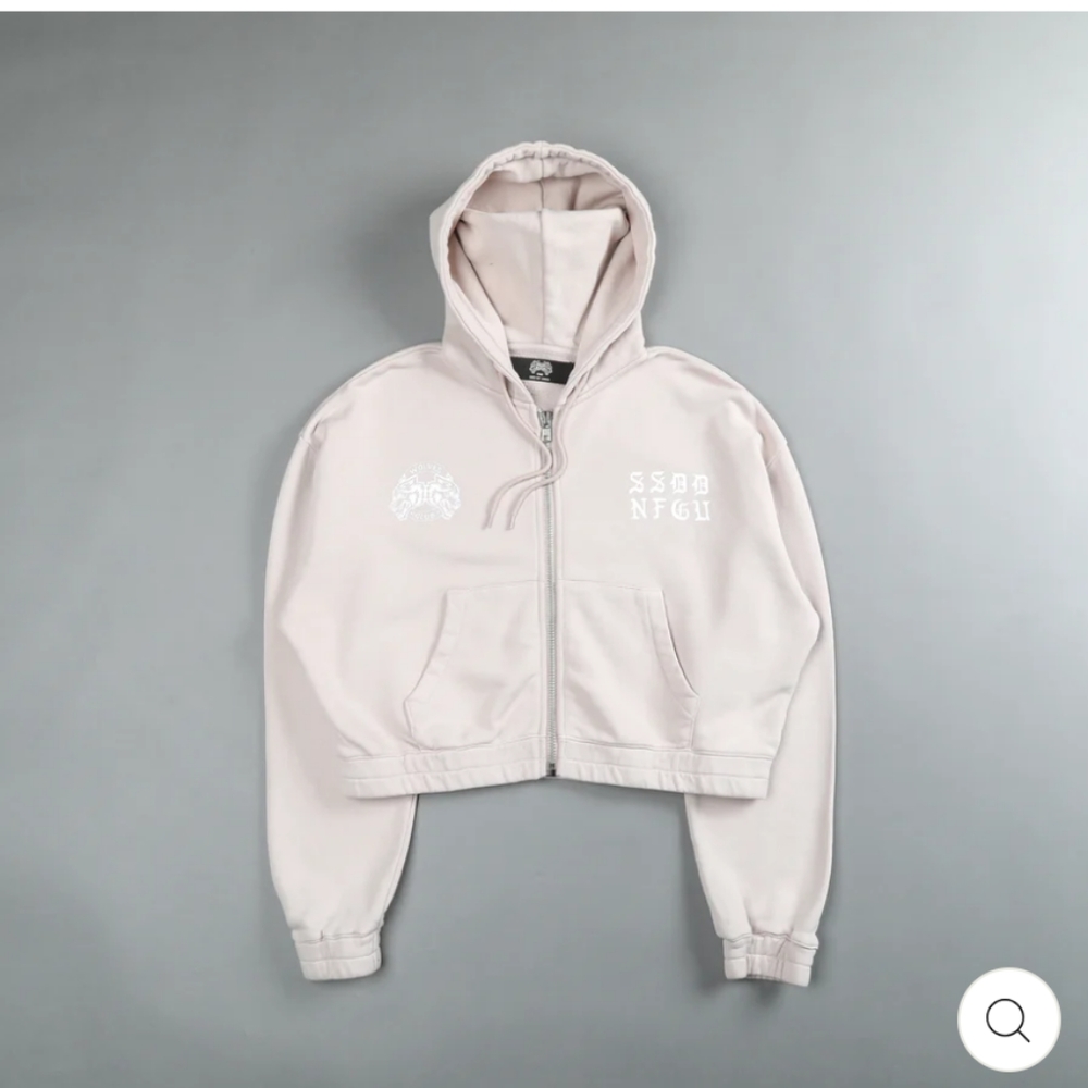 ISO OUR WAR "CHAMBERS" (CROPPED) ZIP HOODIE IN CLAY